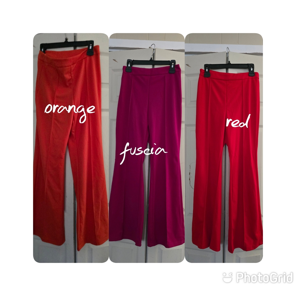 SHEIN Orange and Pink Boot Cut Flare Pants